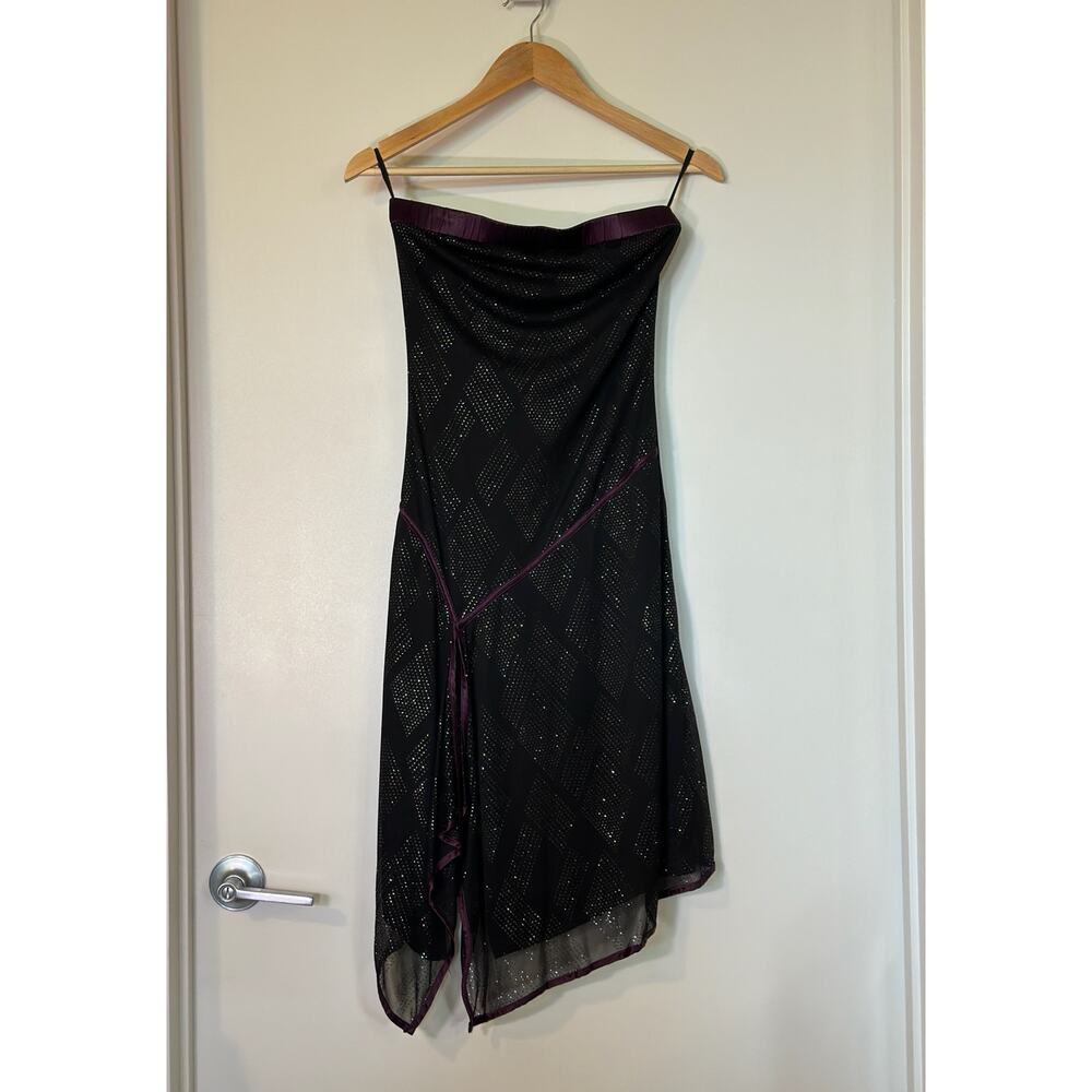 Vintage Y2K Ruby Rox USA Medium Goth Asymmetrical Strapless Midi Dress Grunge